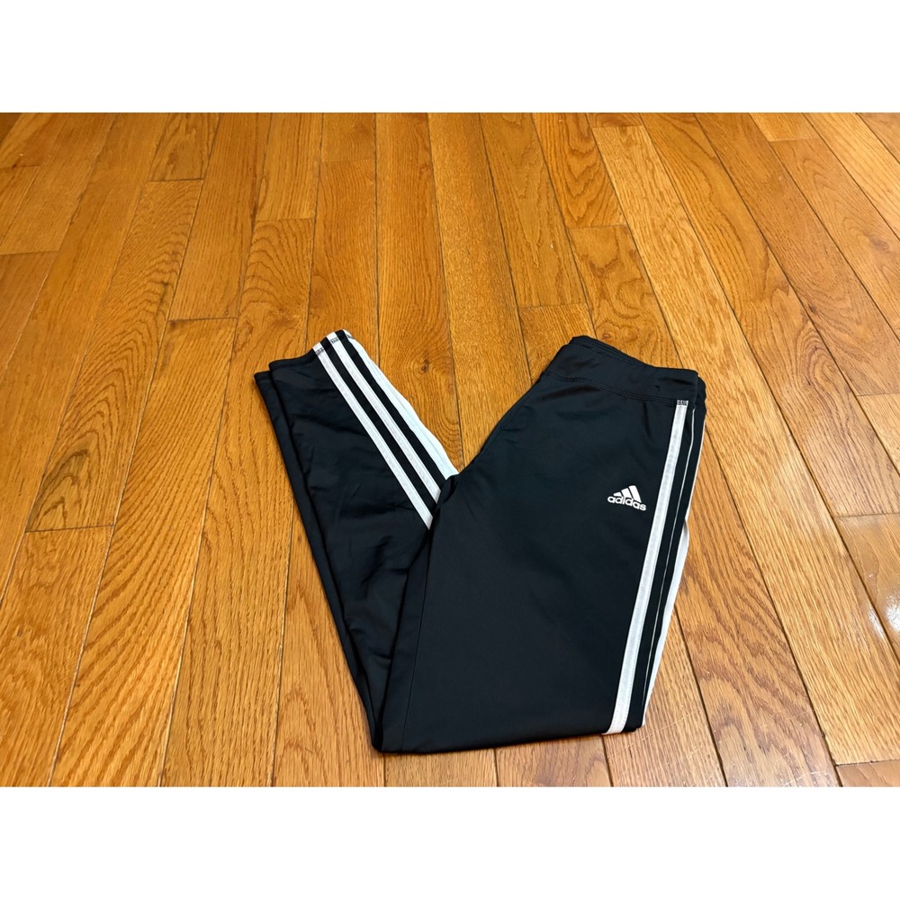 Girls Adidas Kids Black White 3-Stripe Performance Leggings XL 16